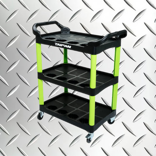 Taipan 3-Tier Work Trolley Handles Swivel Wheels Innovative Design 97 x 68cm