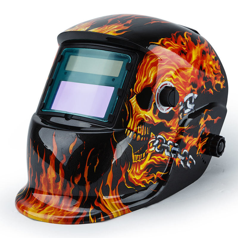 ROSSI Solar Auto Darkening Welding Helmet Flame Skull