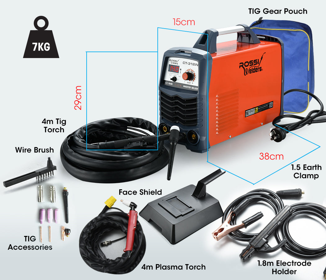 ROSSI 140 Amp 3in1 Multi-process Plasma Cutter GTAW Stick Gas Tungsten Arc Portable Inverter TIG Welder